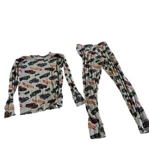 Gap Organic Cotton Grey Hot Wheels Pajama Set Boy's Size 14